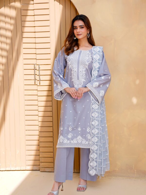 Sadaf Grey Chiffon Formal