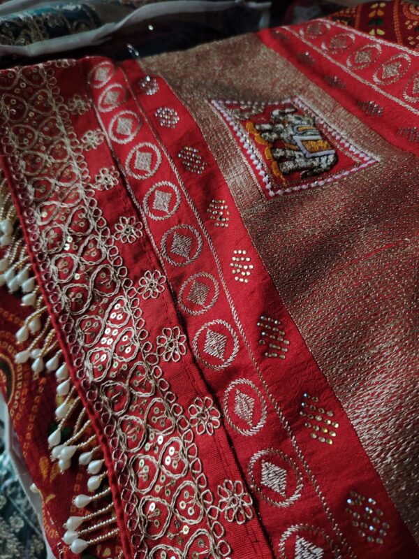 Zari Neckline Patch — Gold on Red